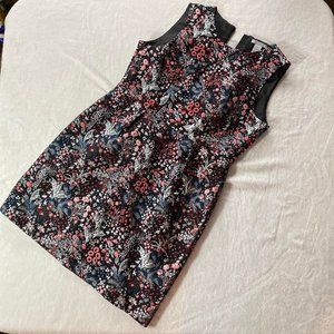 Embroidered Jacquard Black Mini Dress Size 10